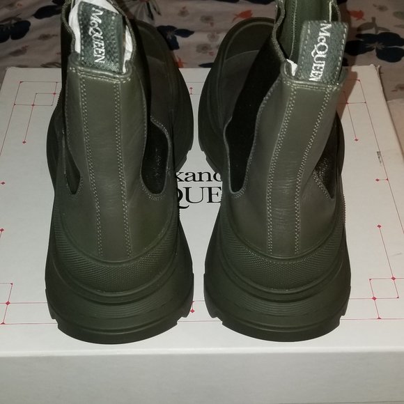 Brand New Alexander Mcqueen Leather Chelsea Boot Green  Sz 45/12 main image 10